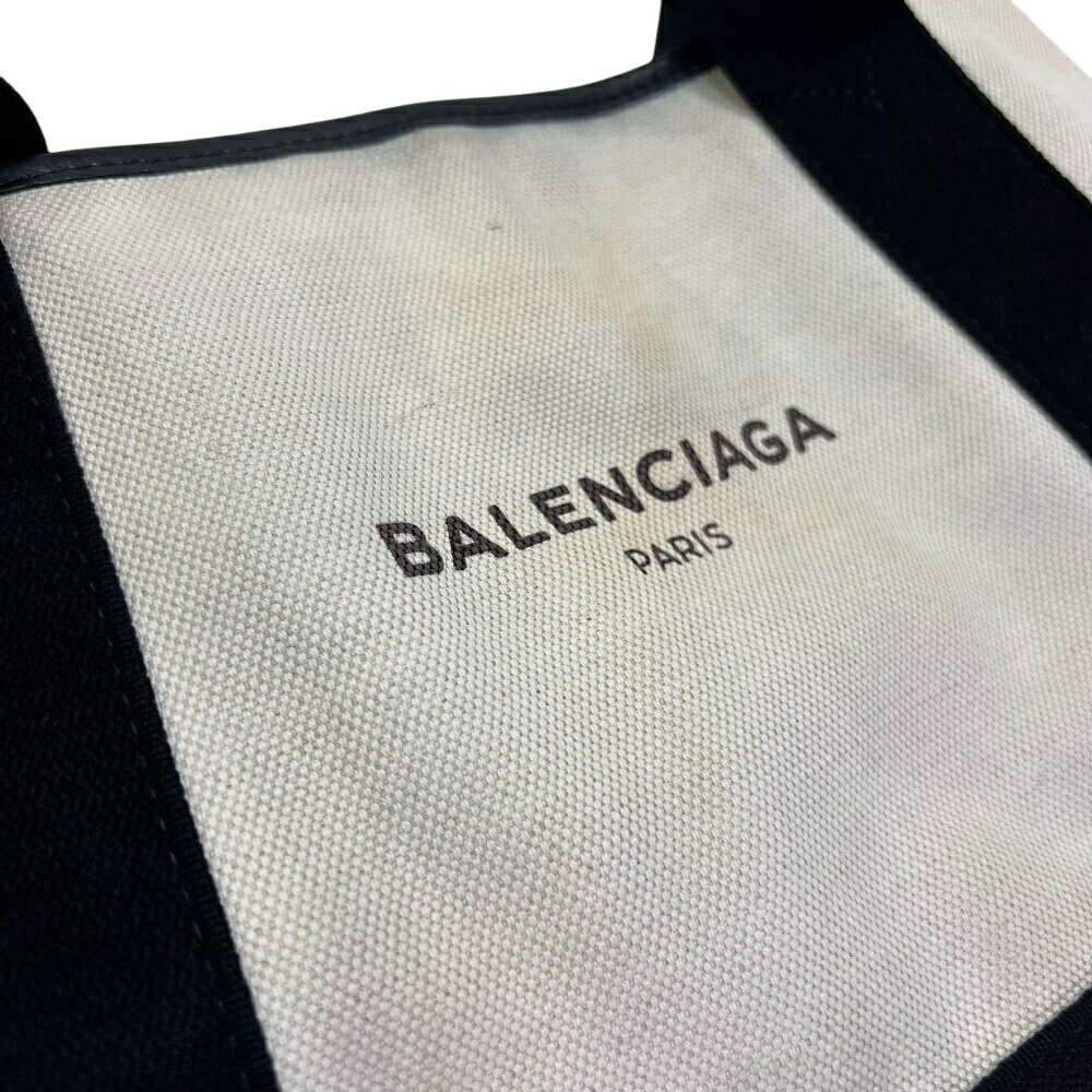 BALENCIAGA Navy Blue Cabas Tote Bag Handbag White - Picture 7 of 8